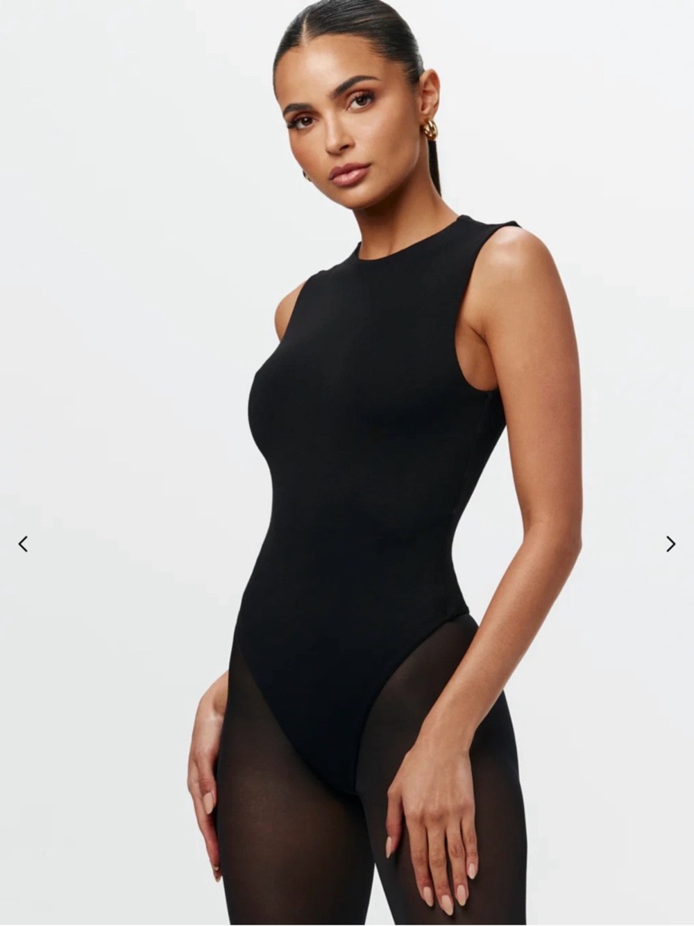 NWT • NAKED WARDROBE Black Sleeveless Crewneck Bodysuit
